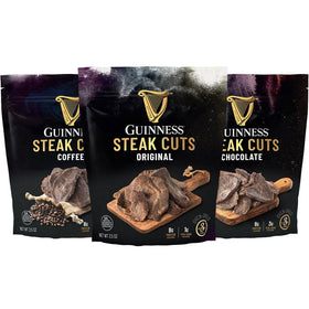 Guinness Steak Cuts variety pack: premium marinated beef jerky for on-the-go snacking.