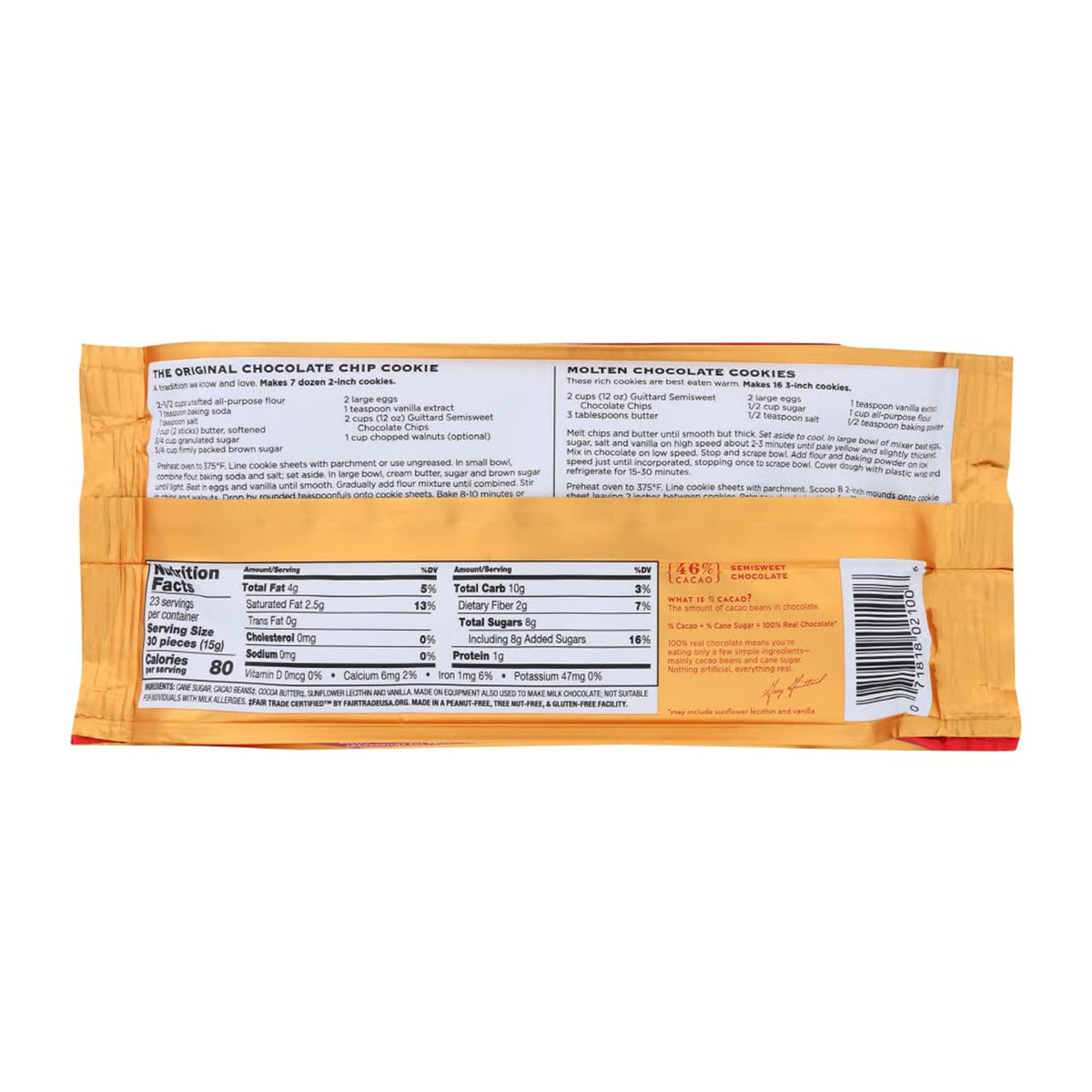 Guittard baking chips bag on shelf, premium chocolate for desserts