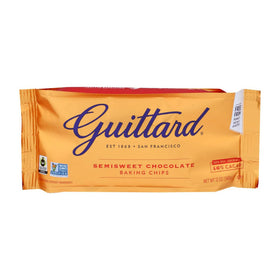 Guittard semi-sweet chips close-up, ideal for even melt in cookies