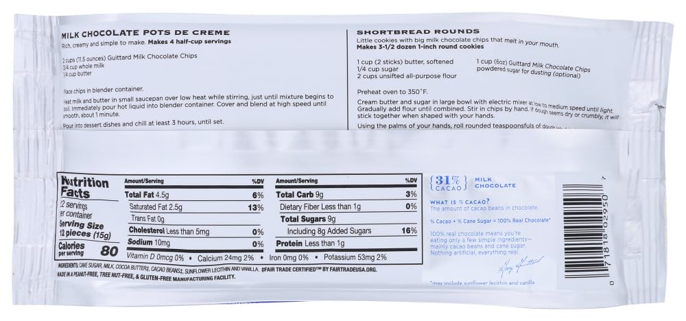 Guittard Choc Chip Milk Chocolate Maxi melted chocolate for glossy drizzles.