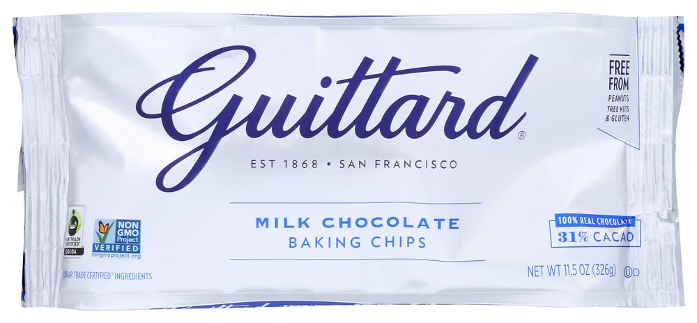 Guittard Choc Chip Milk Chocolate Maxi 2-pack packaging front, premium chips for baking.