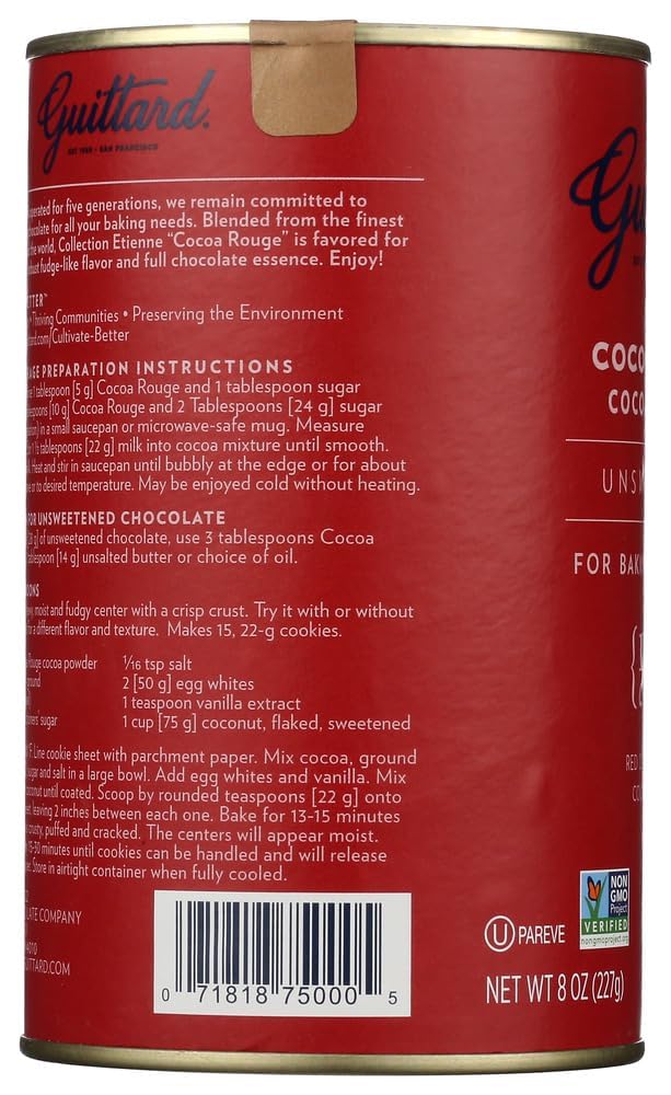 Guittard Rouge Red Dutch-processed cocoa powder close-up for baking depth