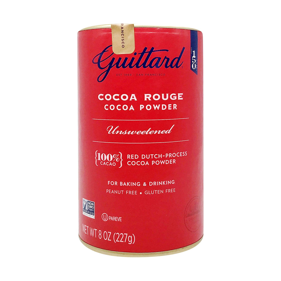 Guittard unsweetened cocoa powder 8 oz pack front offers rich baking potential.