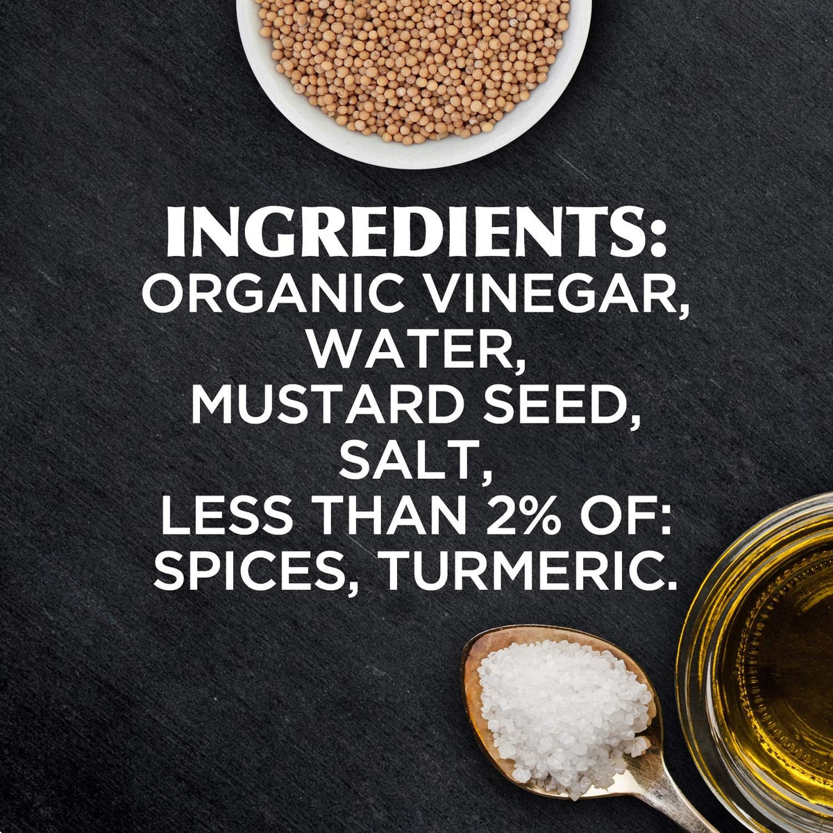 Gulden's Spicy Brown Mustard back label detail shows ingredients.