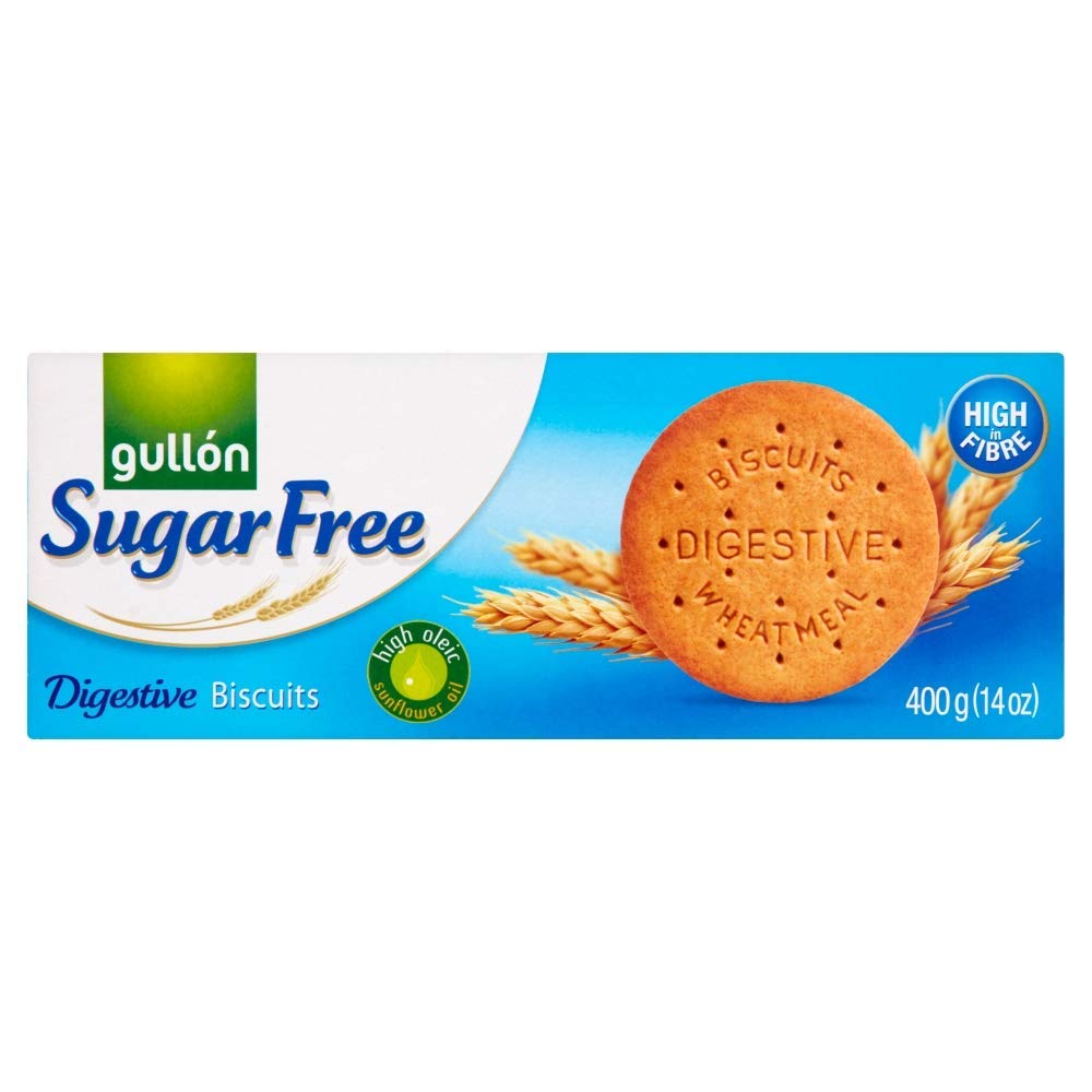 Gullon Sugar Free Digestive Cookie 400g pack, convenient for sugar-free snacking.
