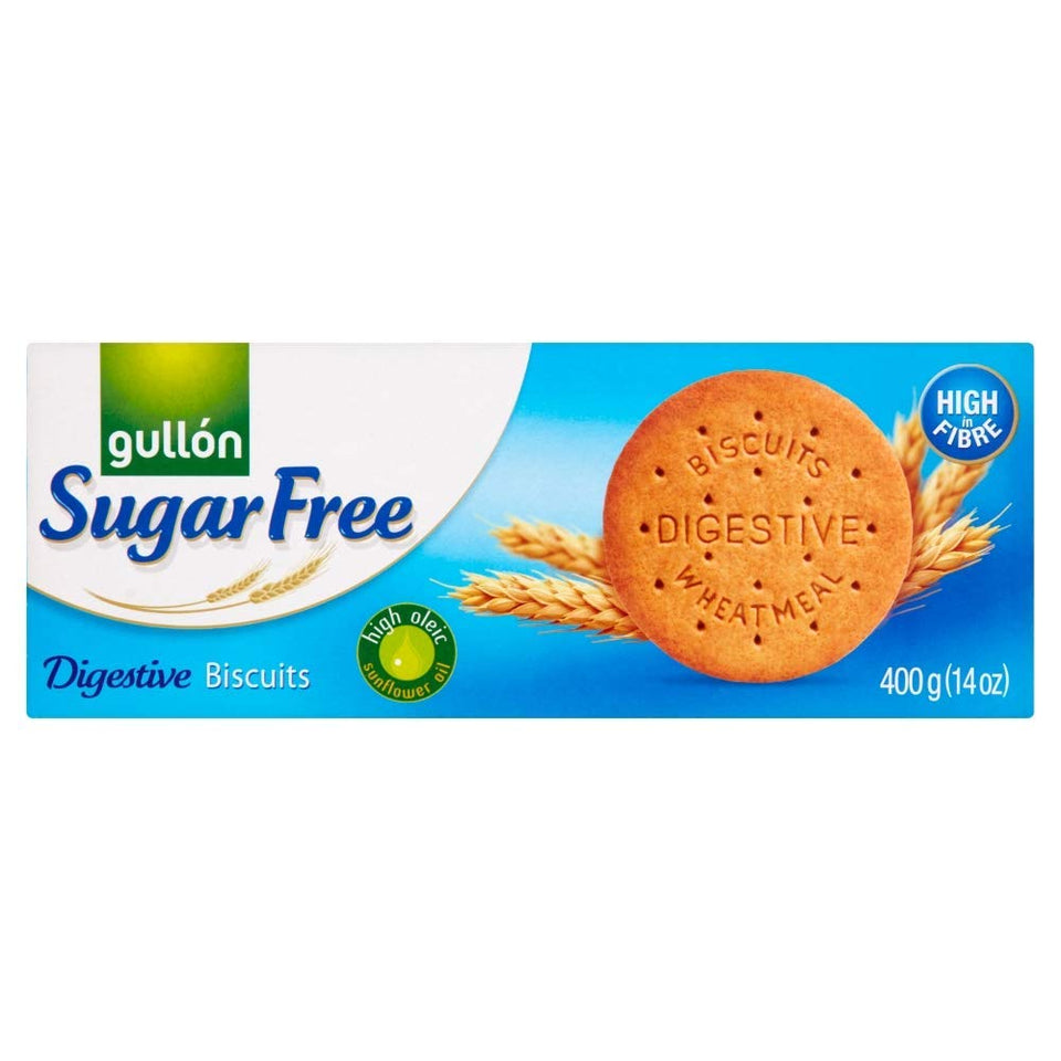 Gullon Sugar Free Digestive Cookie 400g pack, convenient for sugar-free snacking.