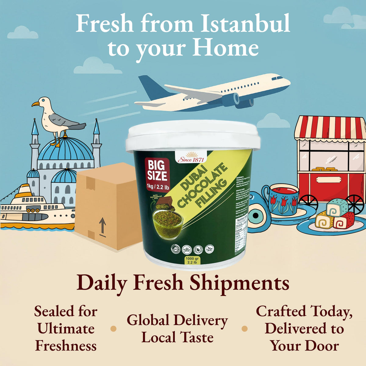 GÜLLÜOGLU Dubai Chocolate Filling versatile gourmet spread