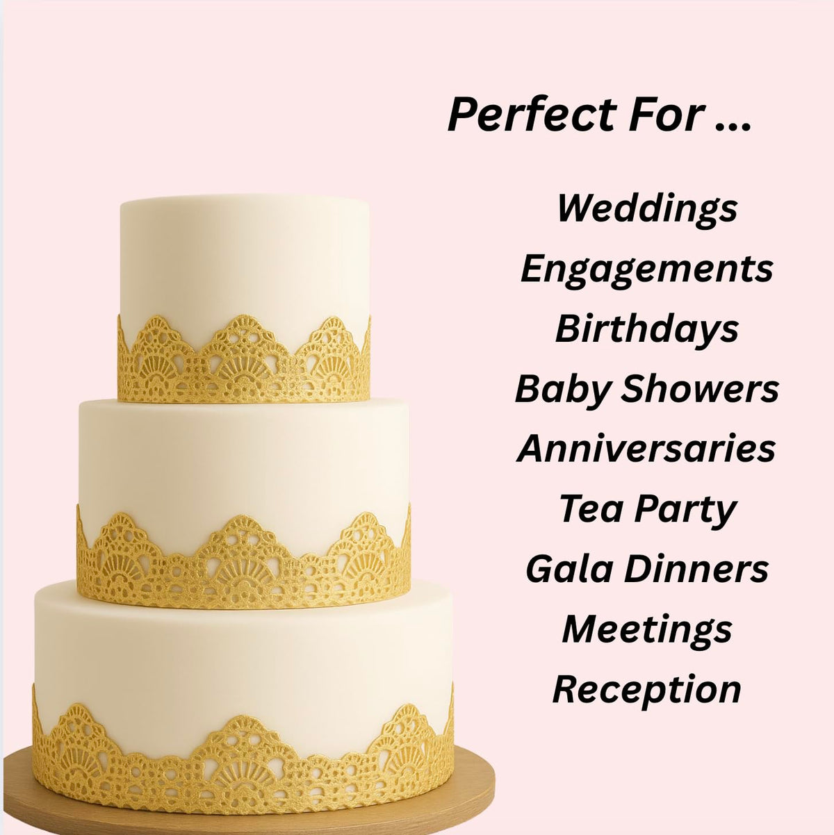 Gulunaa lace decor closeup highlights delicate texture for celebration treats