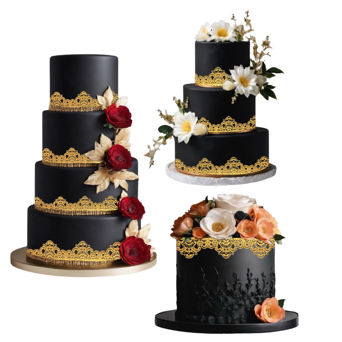 Gulunaa gold honeycomb edible sugar lace strip for elegant desserts