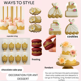 Gulunaa edible sugar lace strip with 3D effect for cake styling