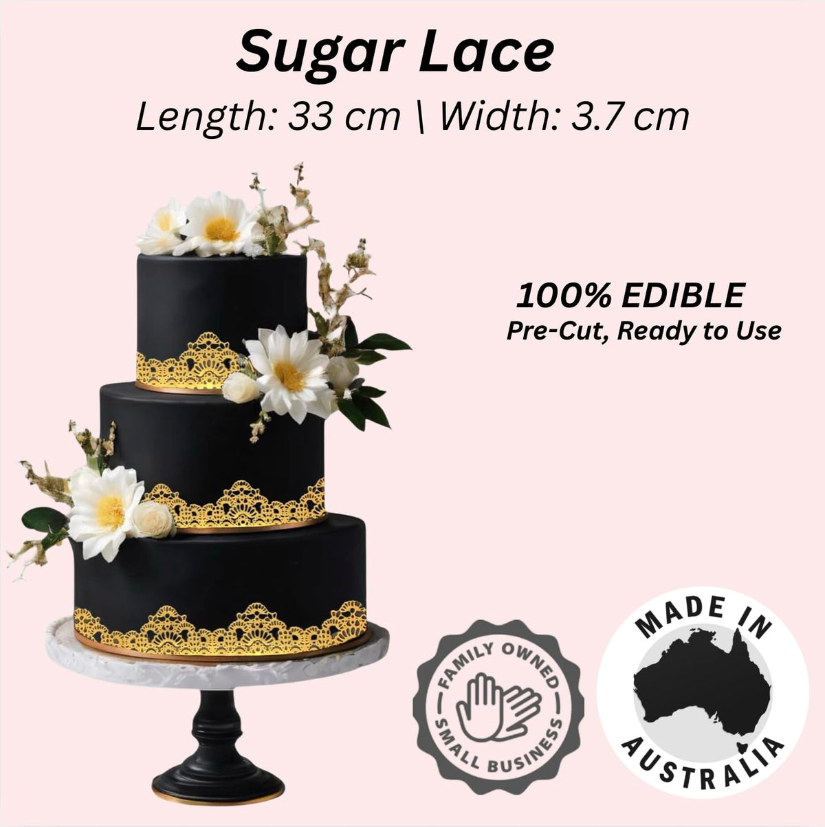 Gulunaa 3D honeycomb lace ready to apply on frosting or fondant