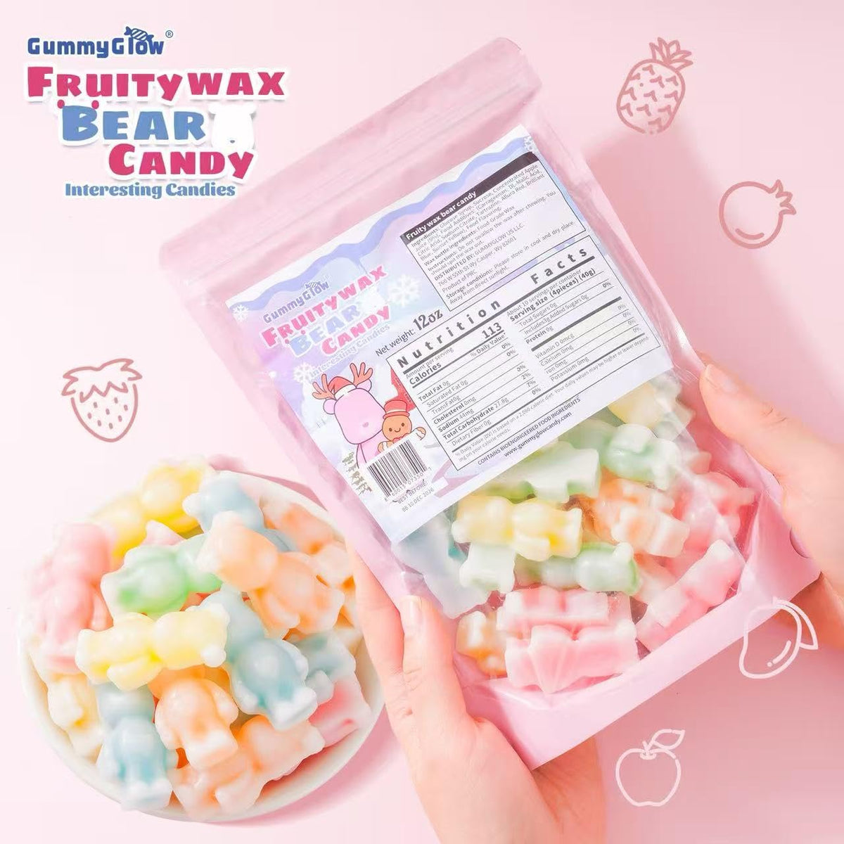 Gummy Glow pineapple spark wax candy - tart flavor pairs with drinks