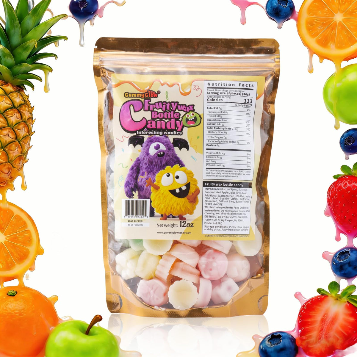 Gummy Glow wax candy bulk bag multi-color for parties and gifting.