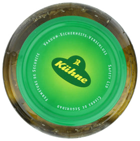 Open Gundelsheim Garlic Barrel Pickles jar showing label and flavor.