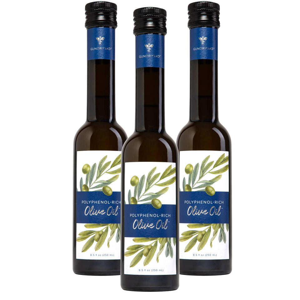 Gundry MD Organic Polyphenol Olive Oil bottle with Moroccan origin and antioxidants.