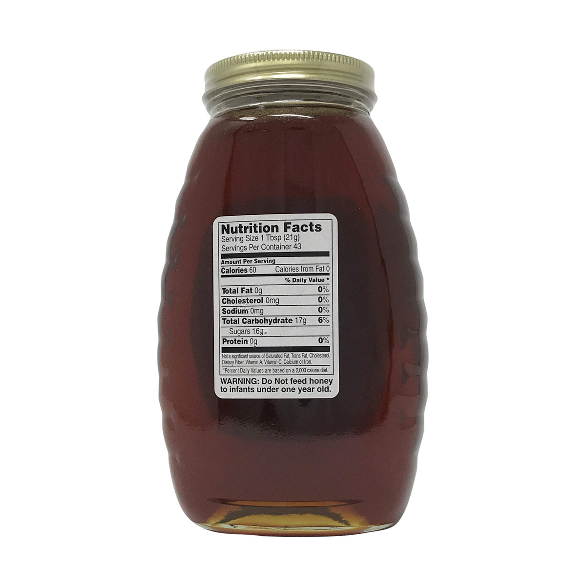 Gunter Apiaries Wildflower Honey jar closeup shows dark, molasses-like finish for drizzle