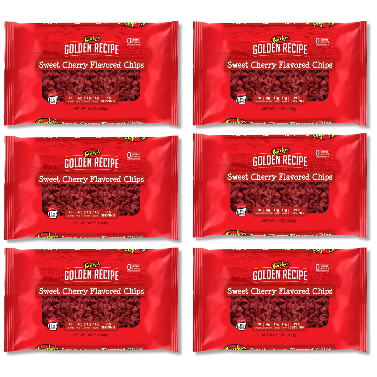 Gurley’s Cherry Baking Chips pack—ideal for colorful cookies and frosted desserts.