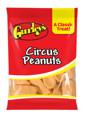 Gurley's Circus Peanuts close-up shows bright orange color and chewy texture for a nostalgic bite.