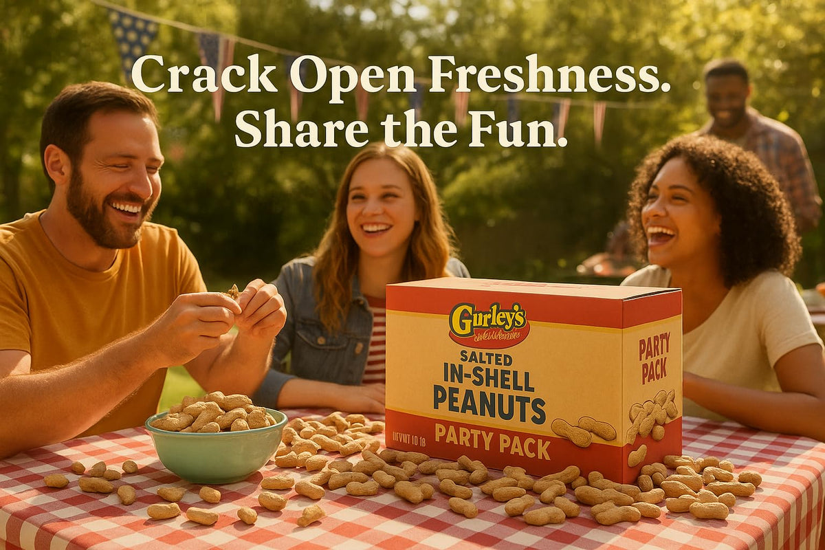 Gurley's crunchy roasted peanuts in shell for quick nibbling.