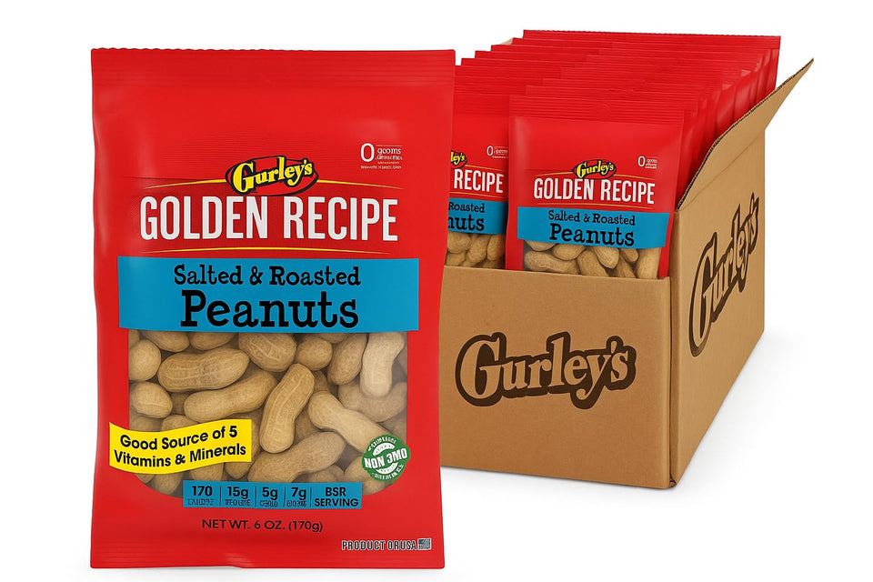 Gurley’s jumbo salted in-shell peanuts in bulk pack, great for sharing.