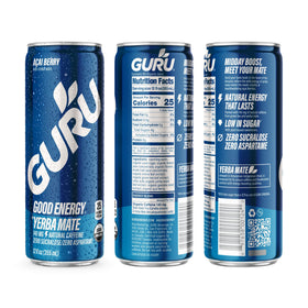 GURU acai berry flavor 12oz can for everyday refreshment