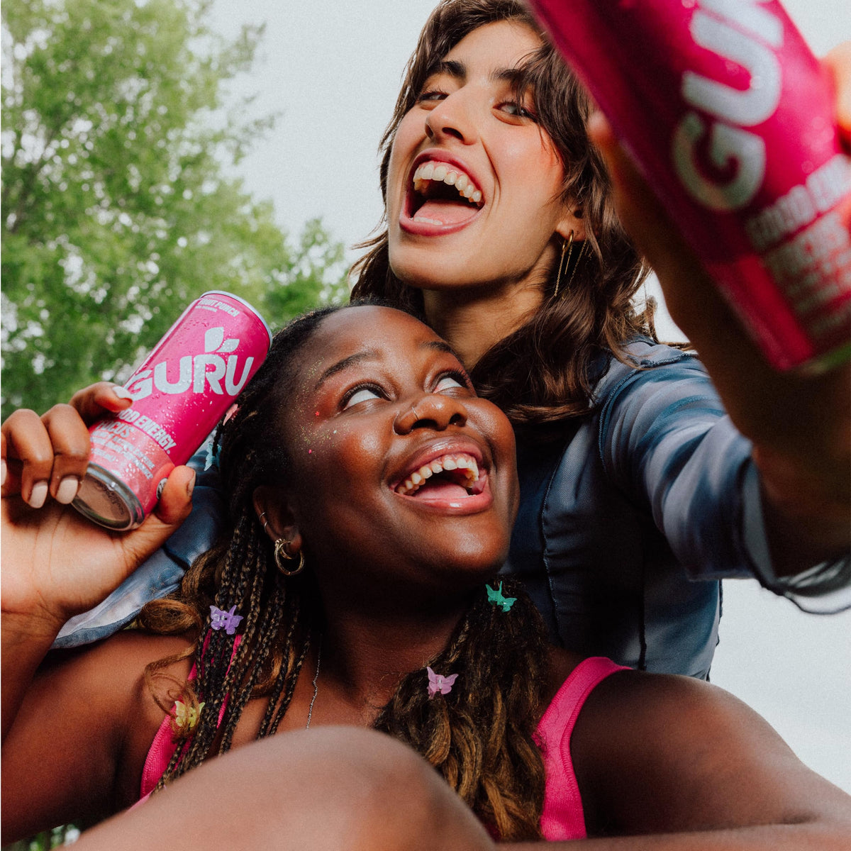 GURU Fruit Punch can label close-up highlights organic ingredients and clean energy