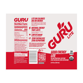 Guru Lite apple-grape pour, smooth flavor and energy.