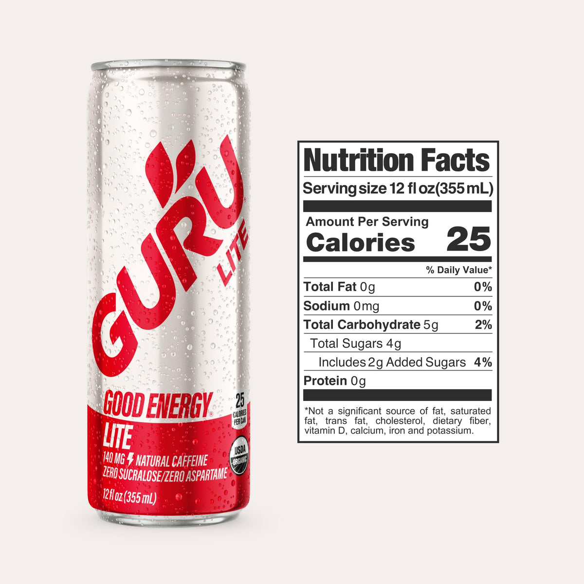 Guru Lite 12-pack displayed on shelf for easy sharing.