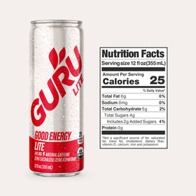 Guru Lite 12-pack displayed on shelf for easy sharing.