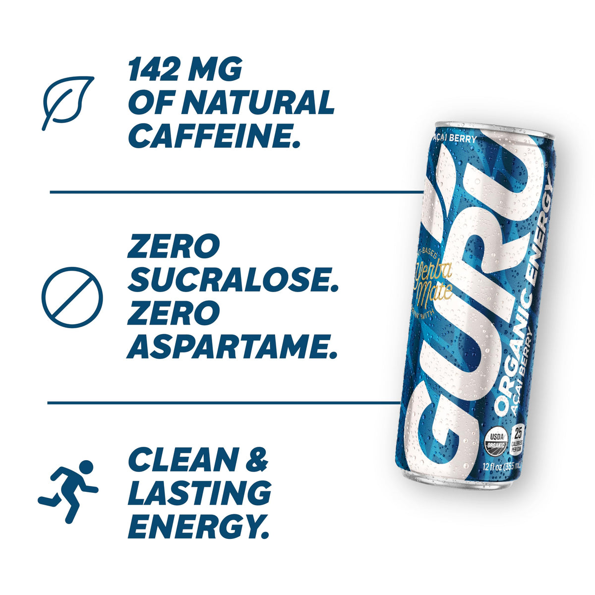GURU organic plant based ingredients shown for clean energy
