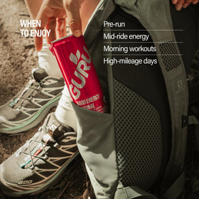 Display of a 24-pack of GURU energy drinks for convenient daily use