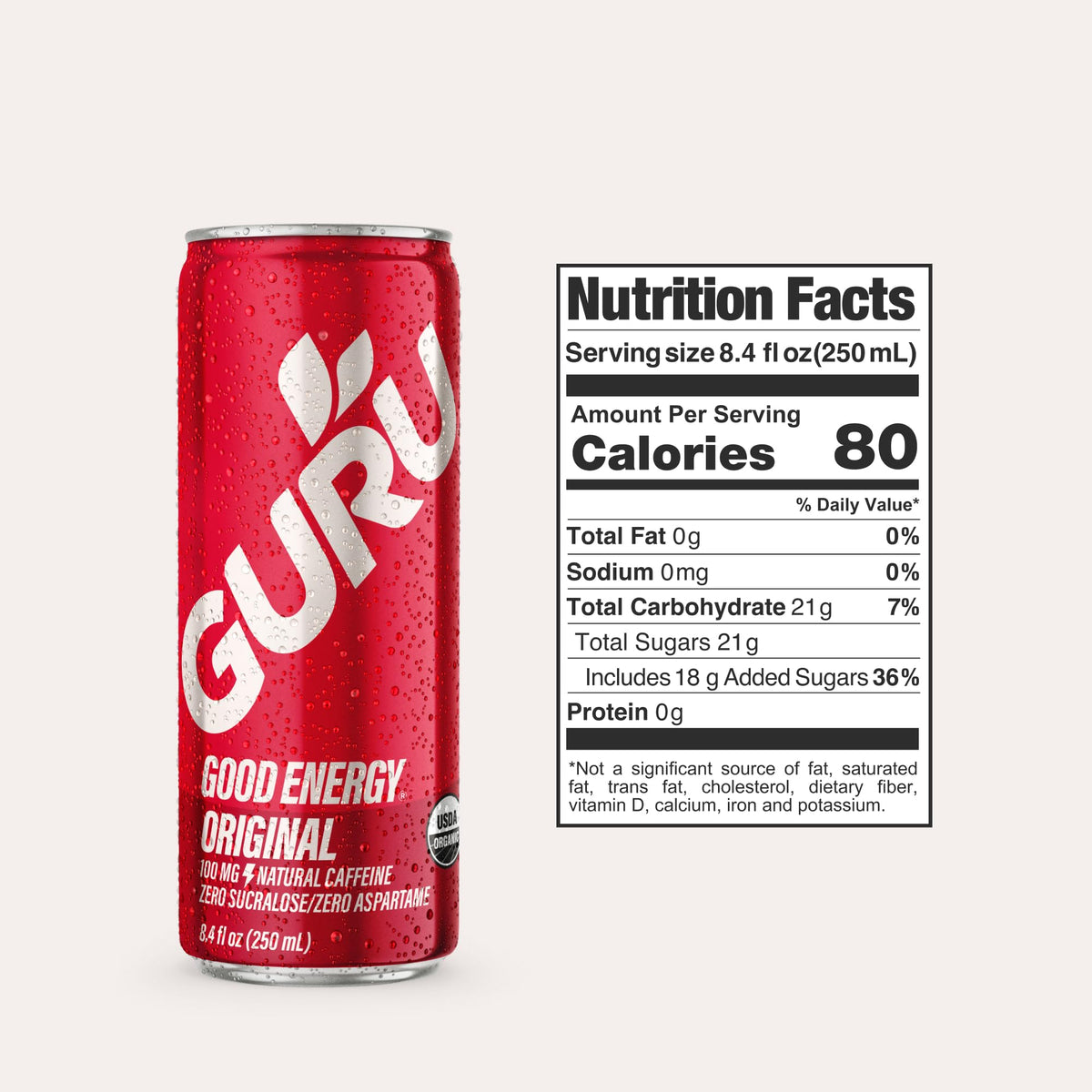 GURU can label with vegan and gluten-free icons for healthy energy