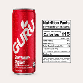 GURU vegan gluten-free can, ideal for plant-based lifestyles.