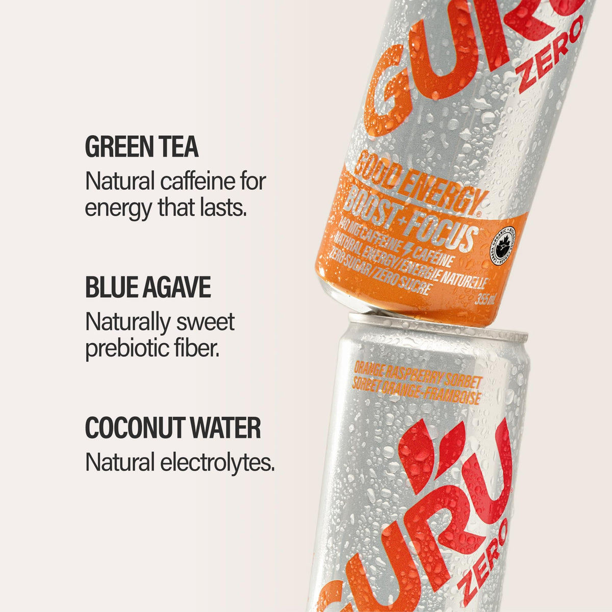 GURU Zero Sugar Dragon Fruit Cherry can delivering steady natural caffeine lift