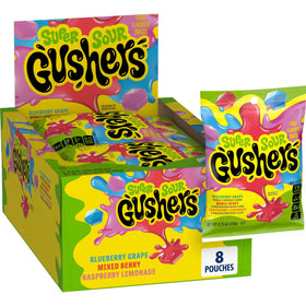 Gushers box of Super Sour Berry snacks, ready for pantry storage and sharing.