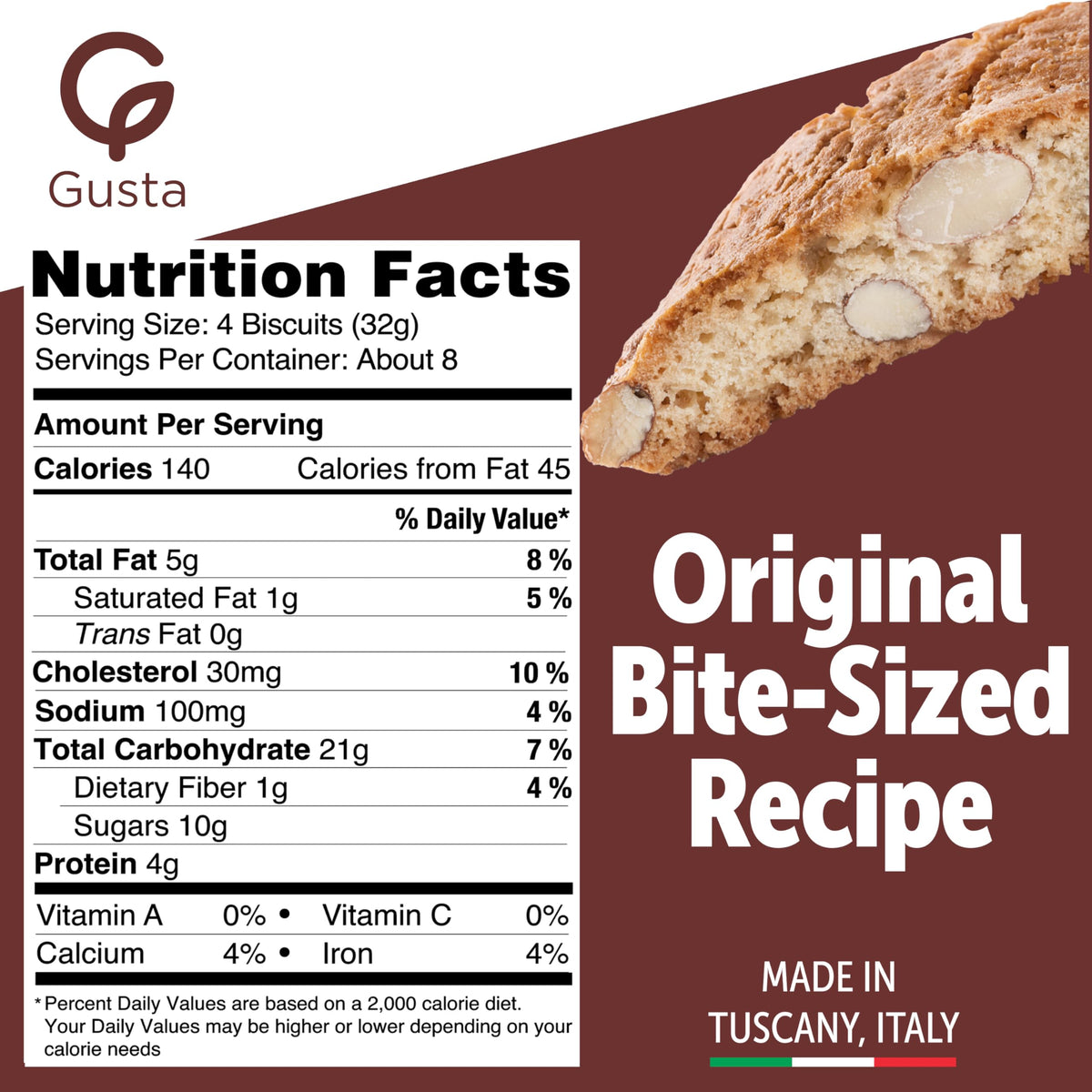 GUSTA biscotti ingredients natural—made with simple ingredients for honest Italian taste.