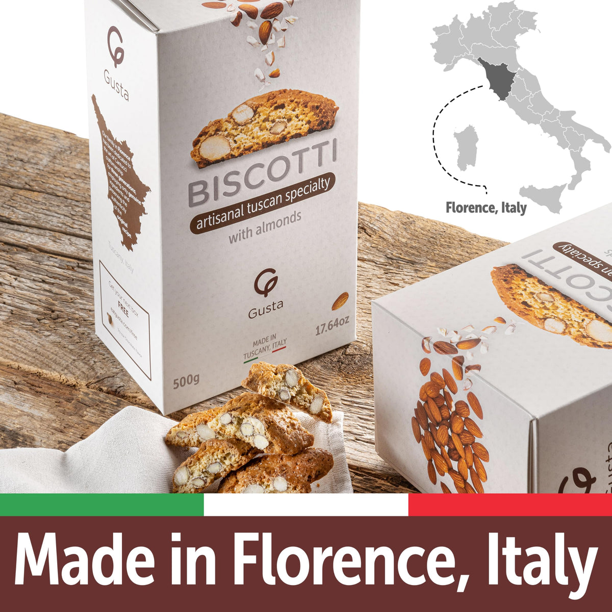 GUSTA almond biscotti coffee pairing—perfect with espresso or hot chocolate.