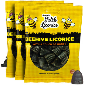 Gustaf's Beehive Drops package on display, ideal for on-the-go licorice snacking.