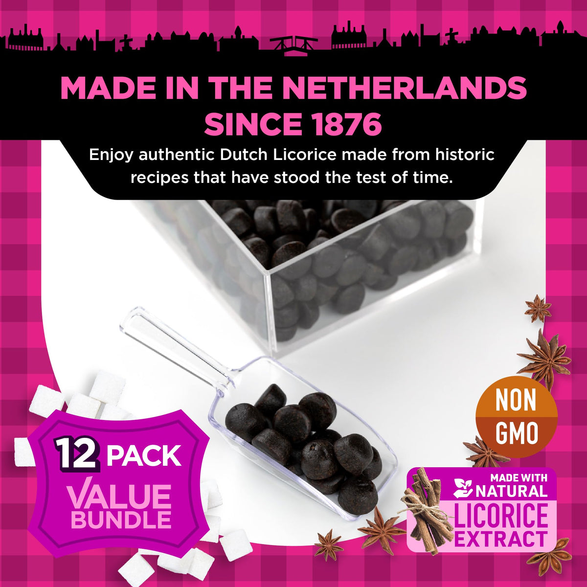 Gustaf's Dutch Licorice Cats bag close-up highlights firm texture and premium ingredients.