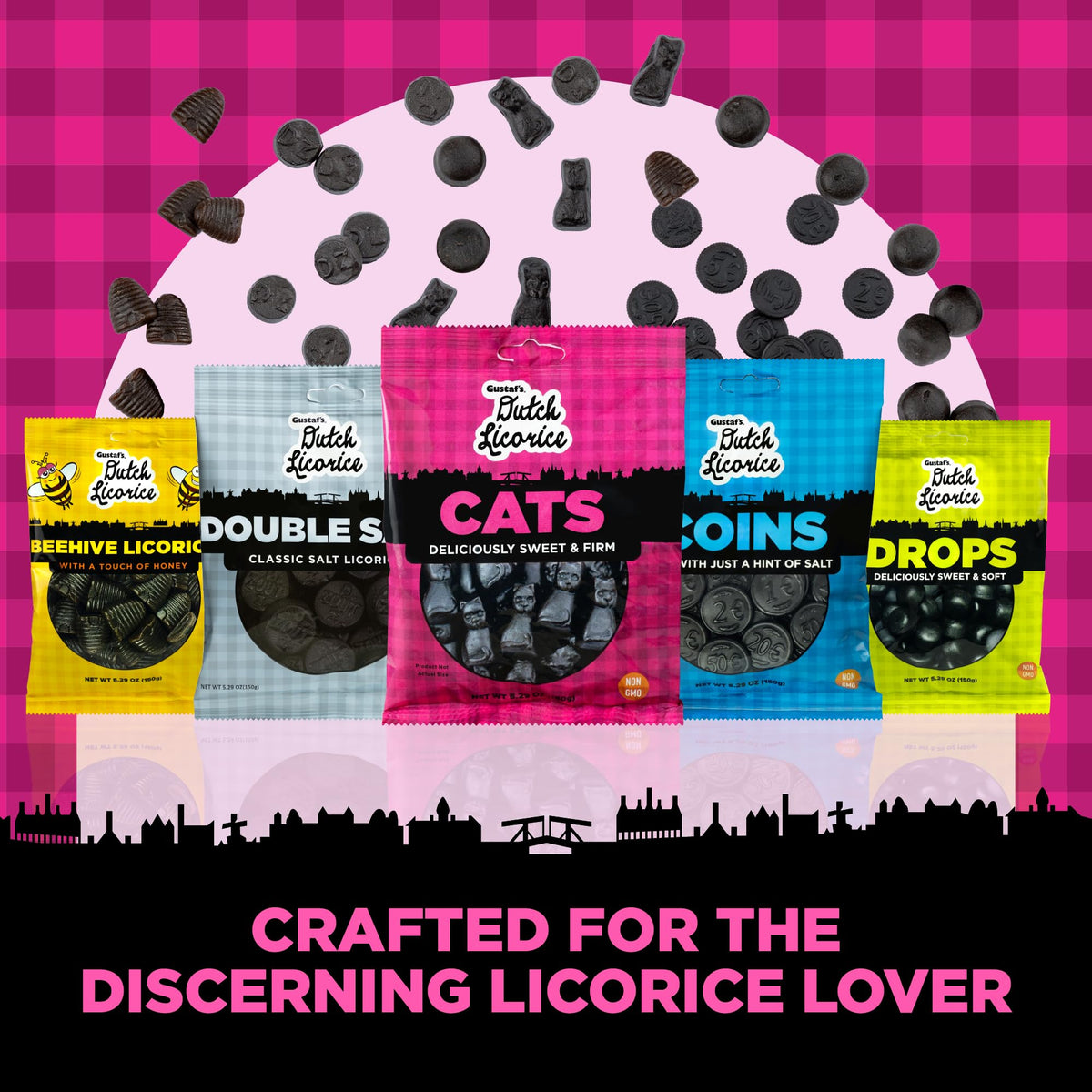 Gustaf's Licorice Cats highlights heritage with a historic 1876 recipe.