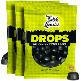 Gustaf's Dutch Licorice Drops jar front view, premium licorice snack