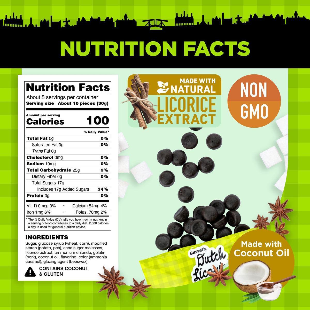 Gustaf's Dutch Licorice Drops natural licorice extract ingredient details
