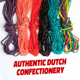 Gustaf's Strawberry Laces packaging emphasizes non-GMO candy quality.