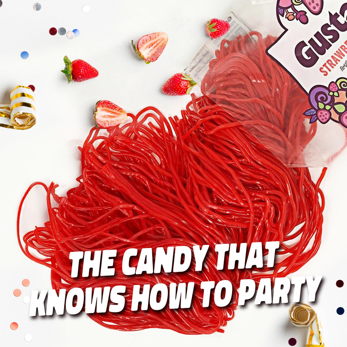 Gustaf's Strawberry Laces arranged for snack plate ideas.