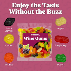 Gustaf's Wine Gums assorted pieces show wine-inspired flavors for tasting.
