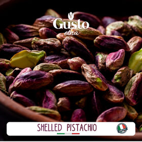 Gusto Etna unsalted pistachios close up, perfect for cooking and toppings