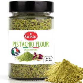 GUSTO ETNA Pistachio Flour 80 g pack ready for gluten-free baking.