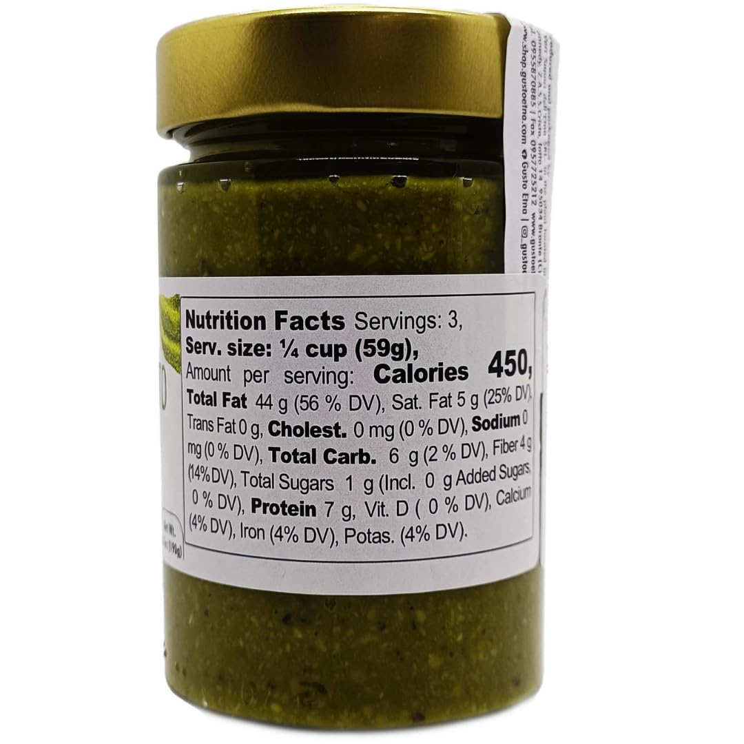 Gusto ETNA pistachio pesto topping on crostini, a salty, flavorful bite.