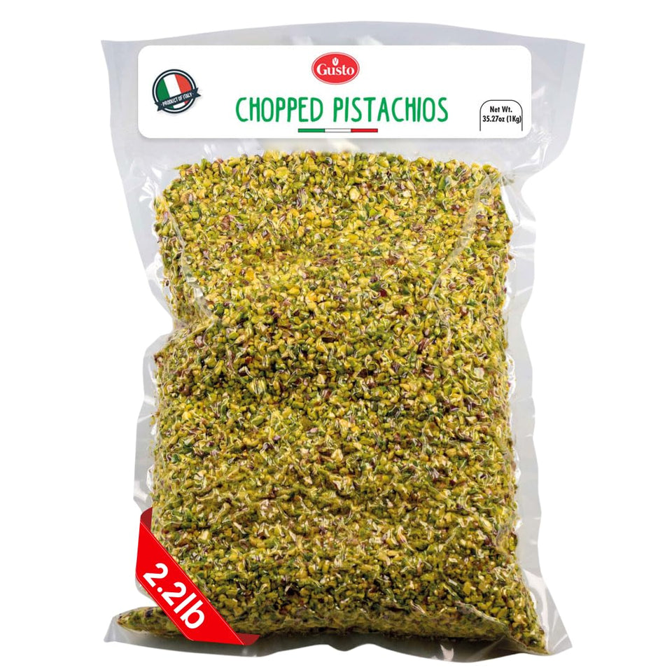 GUSTO ETNA chopped pistachios 1kg pack for baking and toppings.