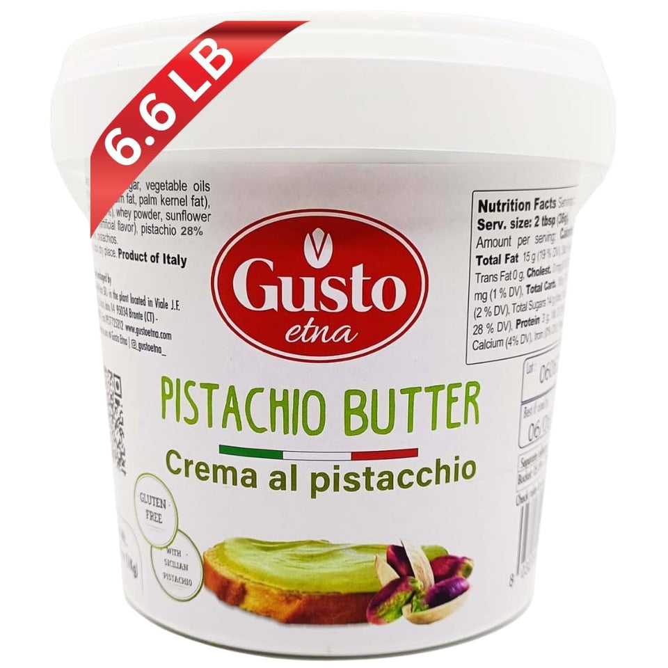 Gusto Etna Sweet Pistachio Butter Cream bulk tub for even spreads and easy portioning.